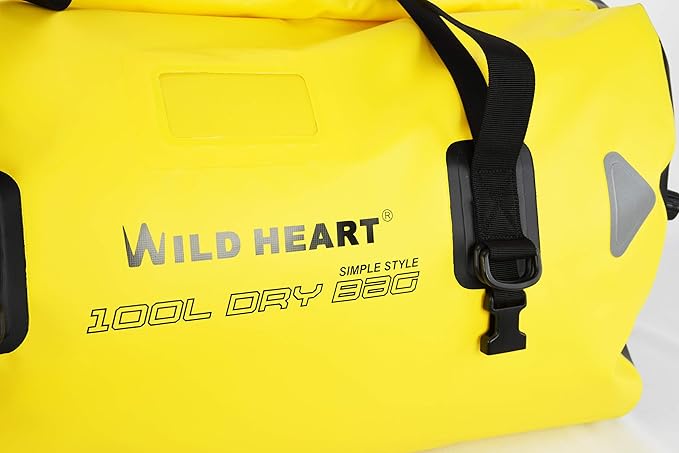 WILD HEART Waterproof Motorcycle Duffel Bag PVC500D Double-bottom With Rope Straps and Inner Pocket 40L 66L 100L for Kayaking Camping BoatingMotorcycle