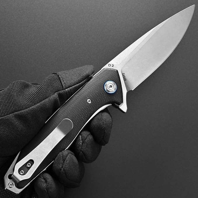 Eafengrow EF972 Folding Knife D2 Steel Blade Micarta Handle Pocket Knife Folder for Outdoor Camping Hiking Working EDC Tool Knife(Black)