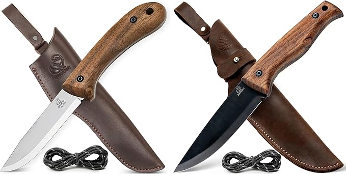 BeaverCraft BSH2 Glacier Bushcraft Knife BSH3 Nightfall Bushcraft Knife Full Tang with Leather Sheath Fixed