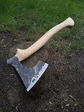 Handmade Carbon Steel Axe – Hand Forged High Carbon Steel Head | Wood Handle Rustic Outdoor Hatchet Viking Style Camping &amp Survival Axe (Axe-6)