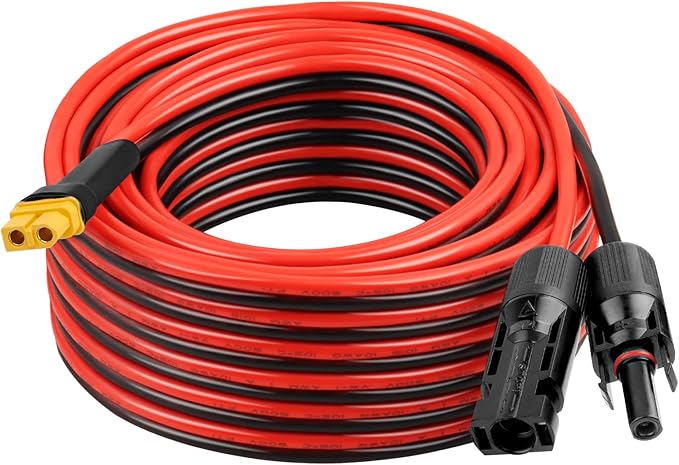 XRDS -RF Solar Connector to XT60 Cable 35FT 10AWG Solar to XT60 Female Extension Cable 600V Rated Power Cable for Solar Panels Batteries Power Stations – Heavy-Duty High Current Transfer
