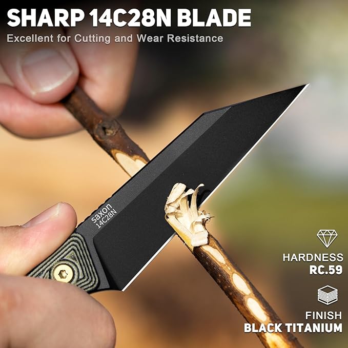 NedFoss RAVEN EDC Fixed Blade Knife with Sheath 3.4 14C28N Steel Hunting Knife with G10 Handle Camping Fixed Blade Small EDC Knives for Hiking Survival