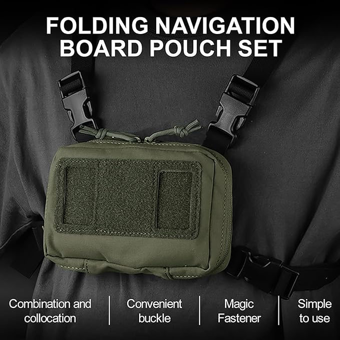 Tactical Phone Chest Mount with Chest Vest Rig Bag Pack Molle Foldable Navigation Universal Phone Holder Board for Hunting