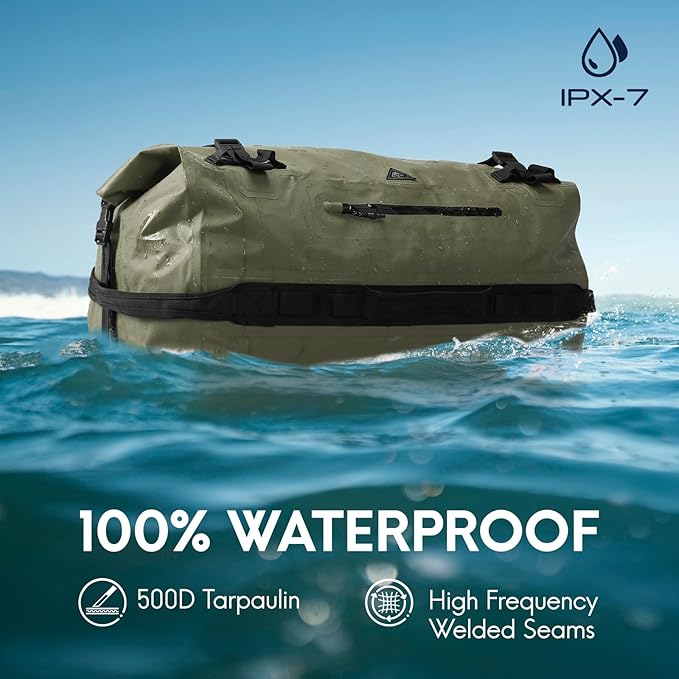 Haimont Large Waterproof Duffel Backpack Roll-Top Heavy Duty Dry Duffle Bag for Boating Travel Motorcycle Kayaking Camping 60L