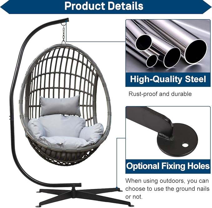 Hammock Chair Rack Portable Heavy Duty Solid Steel Holder Outdoor Indoor Hanging Chair Frame C Mount for Air Porch Swing Chair w/Weatherproof FinishOffset Base360 Degree Rotation-10set