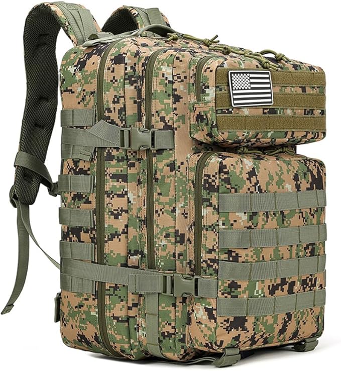 Tactical Backpack for Men Large Military Style Hiking Backpack with MOLLE System Travel Camping Bag for Trekking (GREEN DIGITAL)