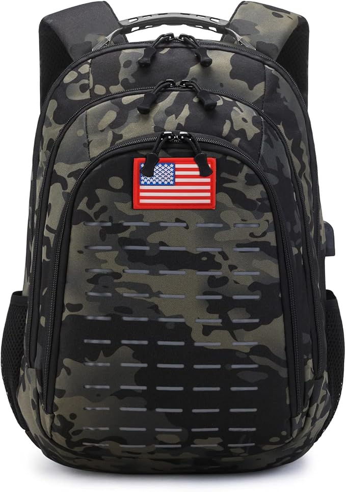 Camo BackpackSmall Tactical Backpack for outdoorMilitary Teen Boys Backpacks for School with USB Charging Port40L