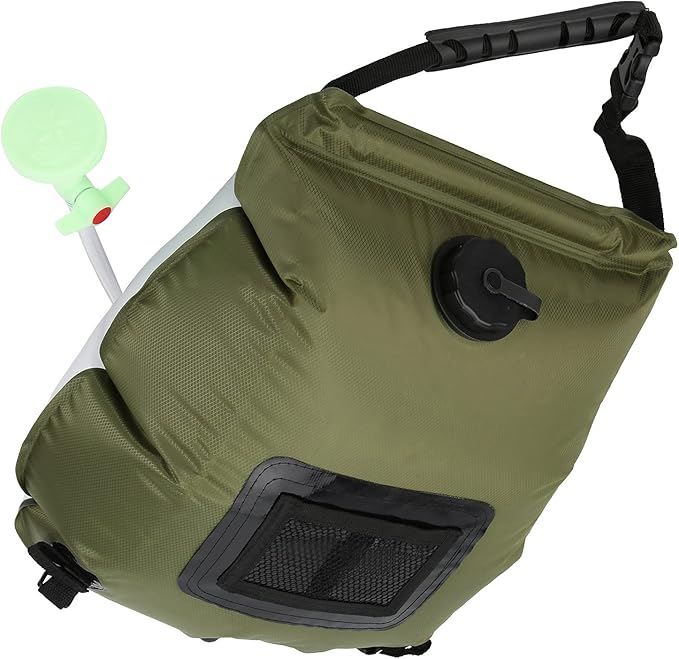Outdoor Solar Heated Shower Bath Bag Portable Camping Hiking Water Storage Bags for Shower Green PVC 20L