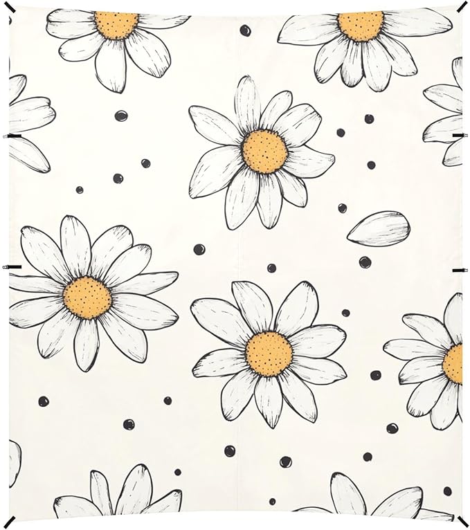 ALAZA Daisy with Dots Hand Drawn Doodle Beach Tent Sun Shelter Portable Canopy Sunshade for Outdoor Camping Picnics Backyard Fun 10x9 ft