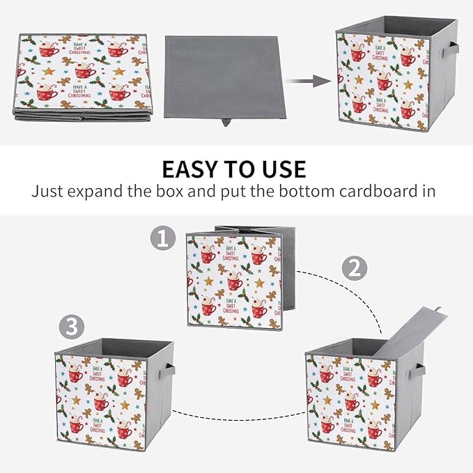 Foldable Fabric Storage Bins with Handles Cute Gingerbread Have A Sweet Christmas Versatile Collapsible Cube for Organizing Crafts Accessories Ideal for Craft Room &amp Office