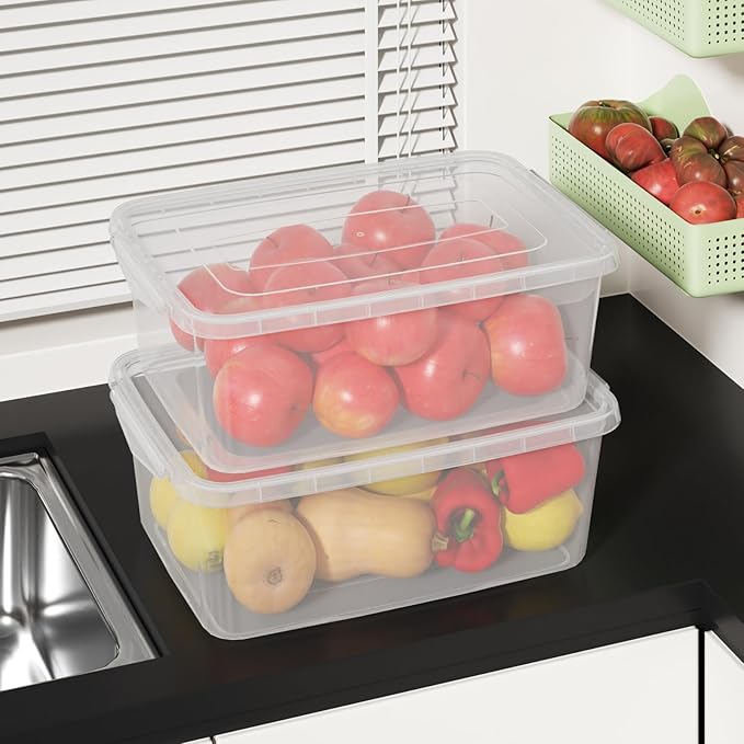 16 Quart Clear Plastic Storage Box Plastic Storage Latching Bin With Lid 6 Packs