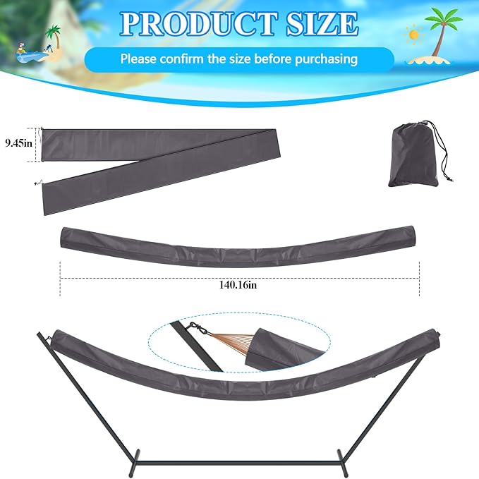 2 Pcs Hammock Cover Sleeve Waterproof 12 ft Lightweight and Compact Camping Storage Protector Fits Most Hammock for Outdoor Hiking Camping Grey
