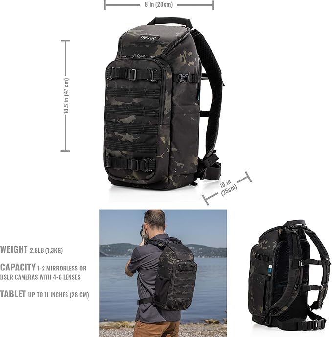 Tenba Axis v2 16L Camera Backpack for DSLR and Mirrorless cameras and lenses plus an 11-inch Tablet – Black (637-753)