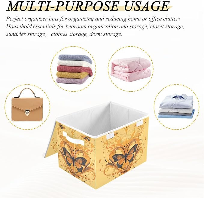 D0m8nrjp Lidded Storage Bins with Handles - 16.5x12.6x11.8 Foldable Organizing Box Oxford Fabric &amp Honeycomb Board Dust-Proof Flip Lid for Closet/Office