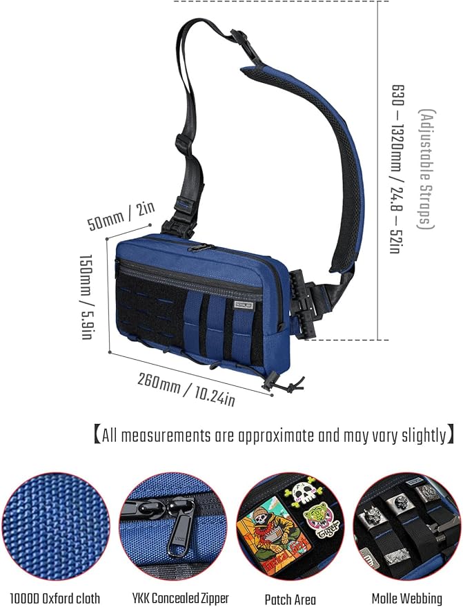 TACTICAL_GEEK Crossbody Shoulder Bag Multipurpose Daypack Chest Backpack Casual Sling Bag for Men &amp Women (L3C-Blue)