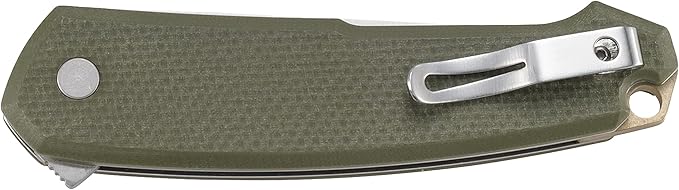 CRKT Tueto EDC Pocket Knife: Everyday Carry Utility Folder Plain Edge Drop Point Blade with Liner Lock Assisted Open Bead Blast Finish Olive Green G10 Handle 5325