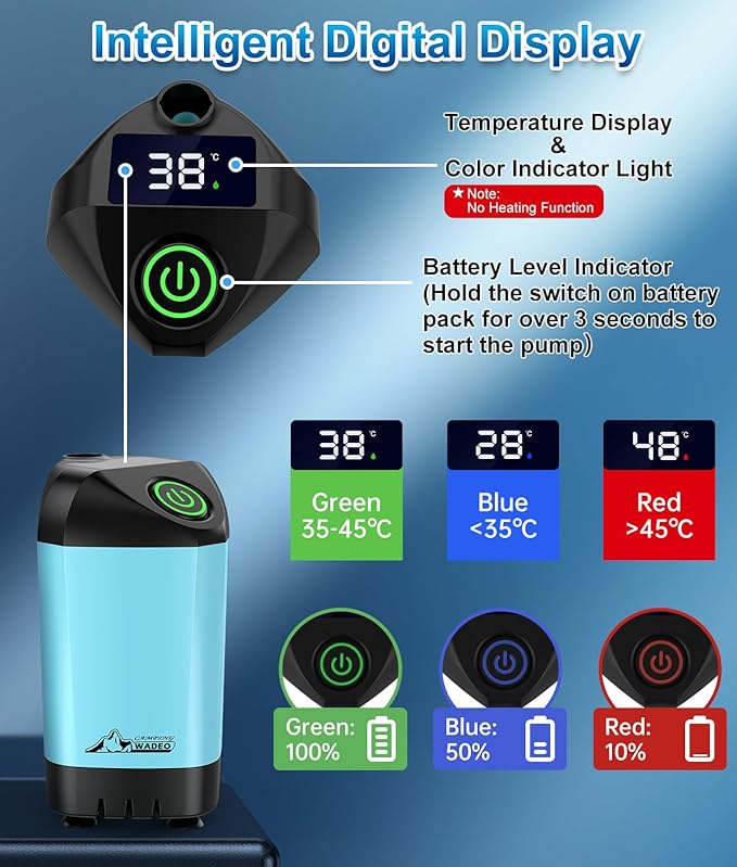 WADEO Portable Shower for Camping Outdoor Electric Shower Rechargeable Pump with 20L Collapsible Bucket Camping Shower Head Nozzle for Camping Hiking Traveling Washing