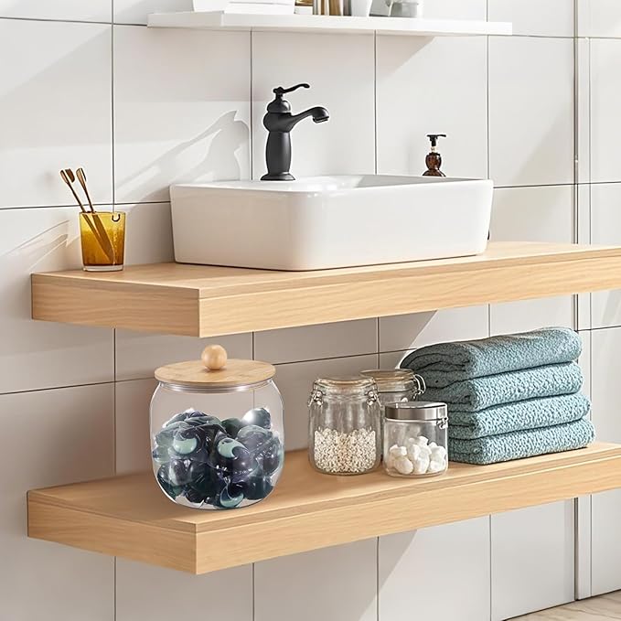2-Pack Clear Plastic Laundry Pod Containers with Bamboo Lids &amp Seal Rings – Airtight Detergent Storage Organizer for Laundry Room/Kitchen/Bathroom Cylindrical Dishwasher Pods Container