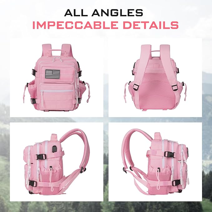 Boomistry 15L Mini Tactical Backpack Small Tactical Backpack for Women Military Backpack for Gym Hiking Daily (Pink-15L)