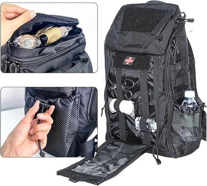 Compatible For Tactical Outdoor Medical Backpack Large Capacity Camping Mountaineering Emergency Bag(Green)