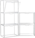 ZLLZUU Clear Storage Bins with Lids 5 Pack Acrylic Display Case with Magnetic Door for Cosmetic Collectibles Large Figures Models Stackable Acrylic Storage Box for Home Office Living Room Dorm