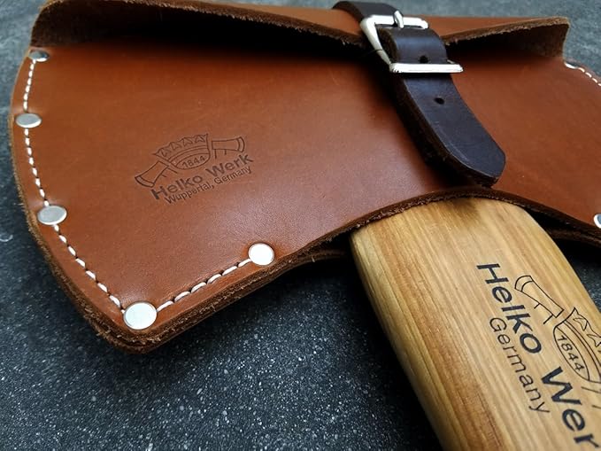1844 Helko Werk Germany Leather Axe Sheath - Brown Leather Single Compartment 36 Inches Open Top