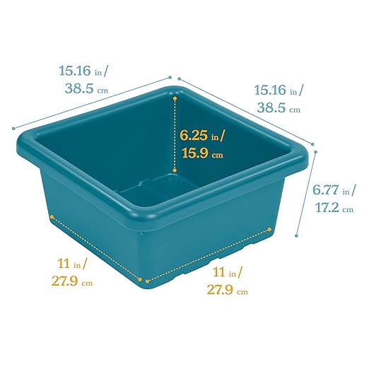 ECR4Kids Square Bin with Lid Storage Containers Turquoise 2-Pack
