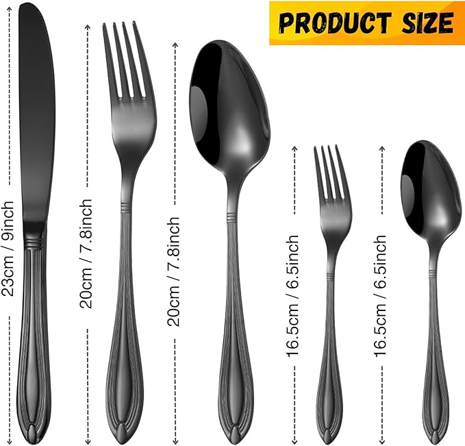 20-Piece Stainless Steel Flatware Set - 18/10 Rustproof Silverware for 4 (5-Piece Setting) | Dishwasher Safe Ergonomic Grip | Wedding &amp Household Cutlery Set in Gift Box