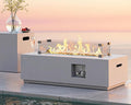RADIATA 42” Rectangle Propane/Natural Gas Fire Pit for Outside Patio Elegant Minimalist Lowprofile Firepit Table with Tank Table Long Large 50000BTU Durable Sturdy Fireplace for Outside Urban White