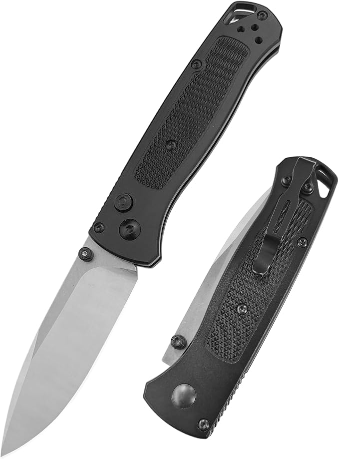 7.4-inch Button Lock Folding Knife with D2 Steel Blade and Aviation Aluminum Handle. Thumb Stud Manual Open. EDC Outdoor Camping Fishing Knife. Adventure Tool. Gift for Men.