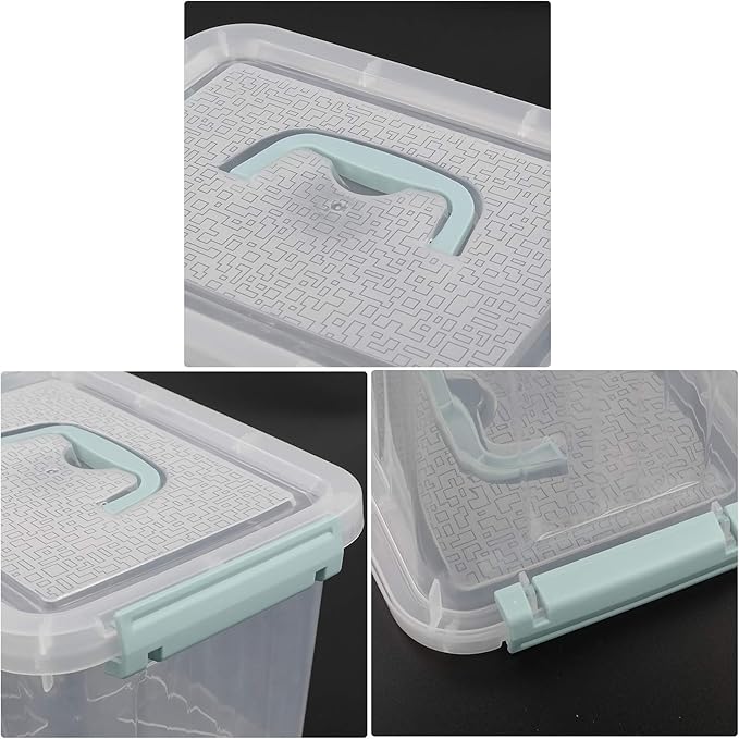 Gloreen 6 Packs 6 Quart Clear Lidded Storage Bins Plastic Latching Container Box with Handle