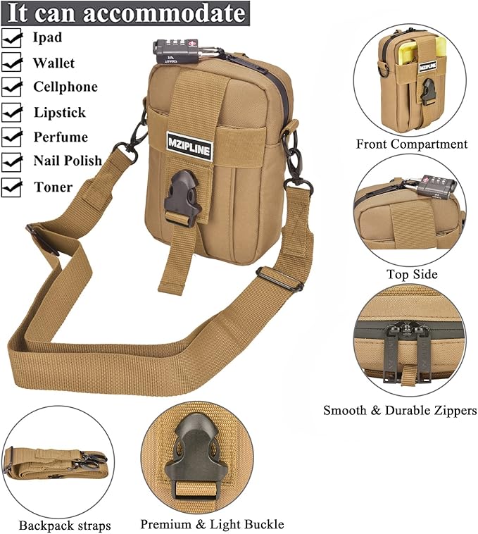 Tactical Pouch- Smell Proof -Bag Crossbody Sling Shoulder Bags with Carbon Lining for Man