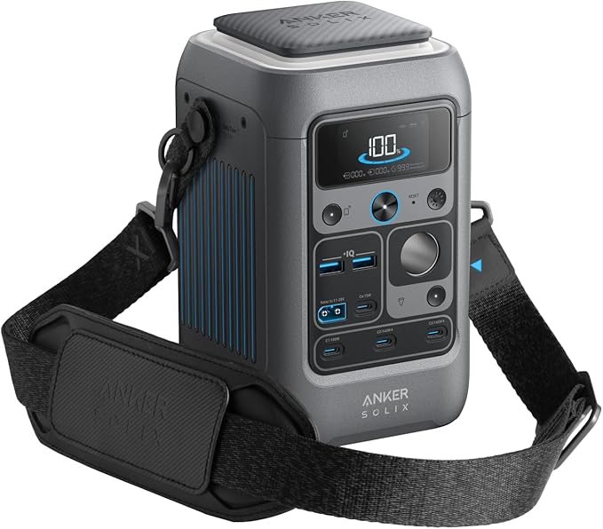 Anker SOLIX Adjustable Strap Compatible with C300 DC and C300 Portable Power Station Thick and Soft Nylon Universal Replacement Padded Non-Slip Fit with Metal Swivel Hooks PU Shoulder Pad Black