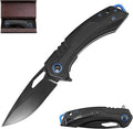 ALBATROSS Valentine‘s Gift for Him EDC Folding Knife 3.3” Black D2 Steel Blade Black Aluminum &amp G10 Handle Ball Bearing Flip Thumb Hole Gift Box