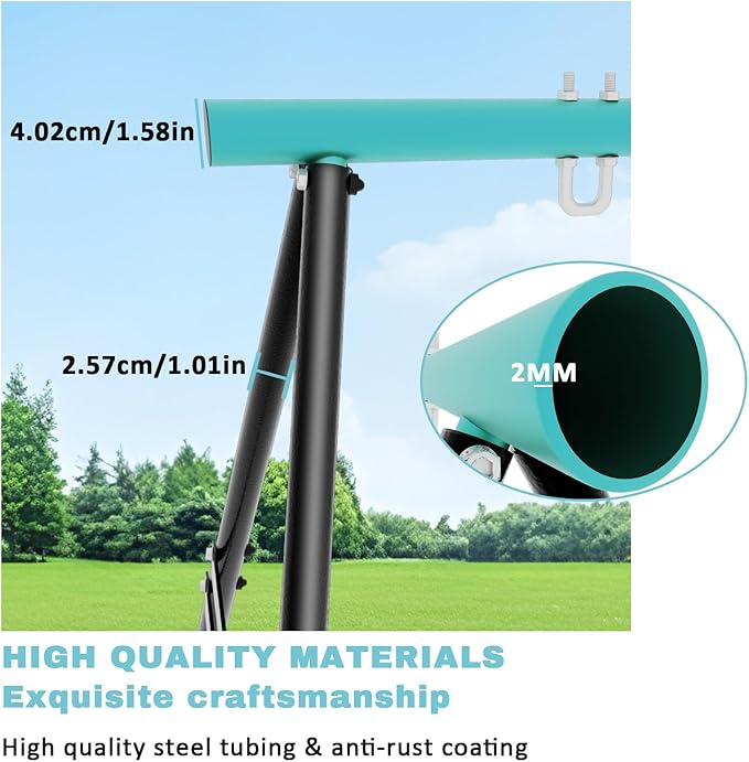 Swing Stand A-Frame Hammock Chair Stand Max Load 550Lbs Black Steel Easy Assembly Suitable for Porch Patio Playground