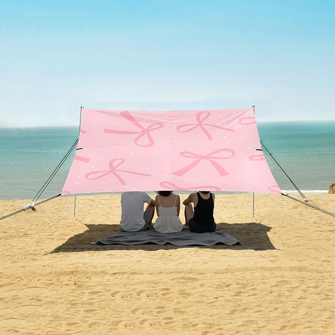 ALAZA Bow White Dot Beach Tent Sun Shelter Portable Canopy Sunshade for Outdoor Camping Picnics Backyard Fun 10x9 ft