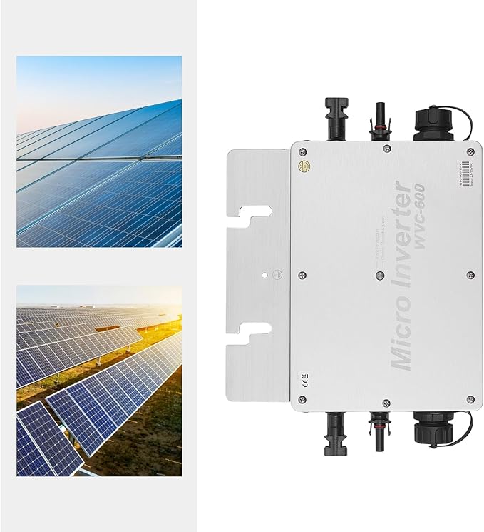 Solar Grid Tie Micro Inverter 600W 120V Waterproof Inverters Solar Powered Reversing Converter Aluminium Alloy Inverters w/AC Connection Cable for Schools Power Stations Homes