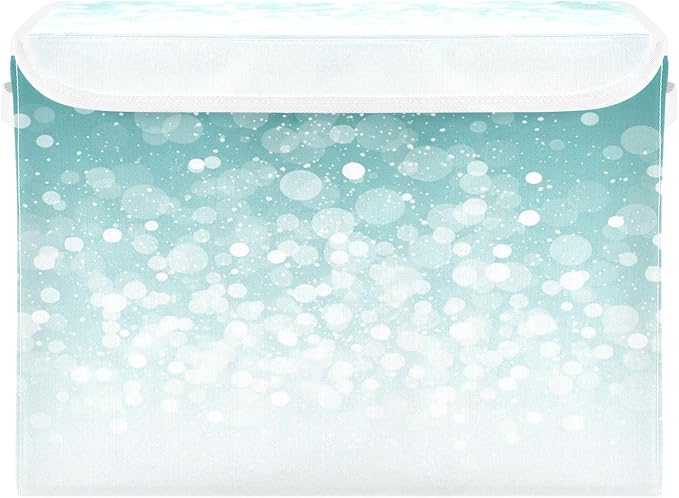 senya Baskets Collapsible Storage Bins with Lids Turquoise Aqua Glitter Storage Boxes Clothes Baskets for Organizing