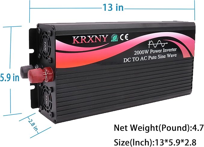 2000W Power Inverter 48V DC to 110V AC 60HZ Pure Sine Wave Converter with LED Display for Off Grid Solar System