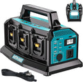 1200W Integrated Power Inverter with 6A Fast Charger 6 Ports for Makita 18V Battery Portable Pure Sine Wave Inverter with 120V AC Outlet 6*USB and LED Light for Camping Travel Jobsite(Tool Only)