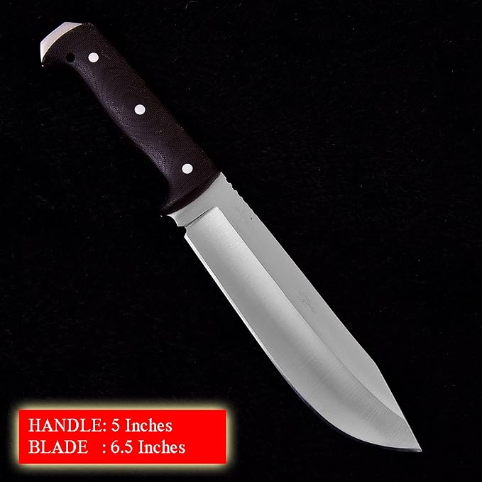 Bushcraft Knife with Sheath11.5 inch Fixed-Blade Handmade Outdoor Full Tang Knives Camping Knives Hunting Knives Survival Tactical Camp Knives Made of D2 Steel (BROWN)