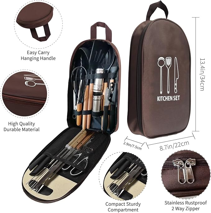 Silicone Camping Cooking Set Car Camping Essentials Cooking Kitchen Set RV Camping Cookware Must Haves Gifts Camping Cooking Essentials Camp Cooking Set for Travel Hiking Picnic