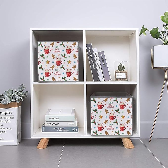 Foldable Fabric Storage Bins with Handles Cute Gingerbread Have A Sweet Christmas Versatile Collapsible Cube for Organizing Crafts Accessories Ideal for Craft Room &amp Office