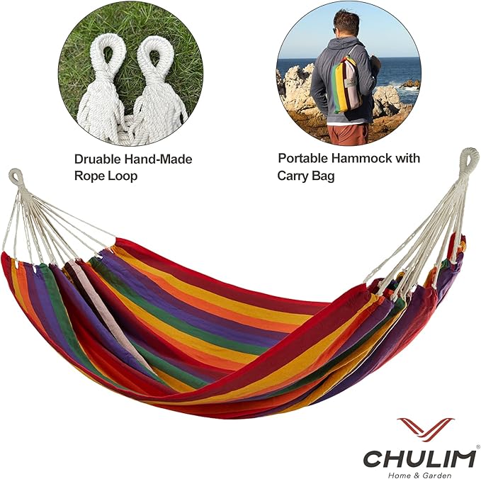 CHULIM Brazilian Double Hammock with Tree StrapsExtra Large 240x160cm2 Persons Hammock for Backyard Patio Outdoor and Indoor450lbs Weight CapacitySoft Woven Cotton Fabric