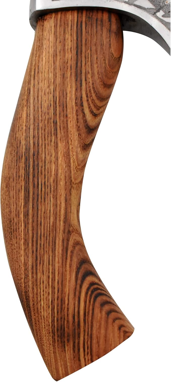 Handmade Ulu Kitchen Mini-Axe Knife Rose Wood Handle Comes with Leather Sheath (6009 High Carbon Steel)