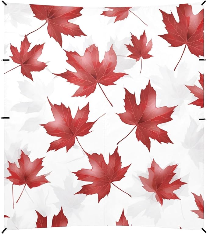 Canadian Red Maple Leaf Beach Cabana Tent UPF50+ Easy Setup Sun Shelter with Sand Pockets for Backyard and Camping
