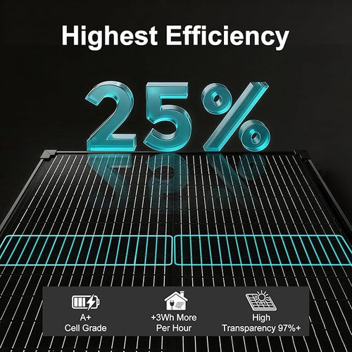 100 Watt Solar Panel18BB N-Type 18V 100W Solar Panel 25% High Efficiency Monocrystalline PV Modules IP68 Waterproof for RV Marine Rooftop Farm Trailer Home Off-Grid System