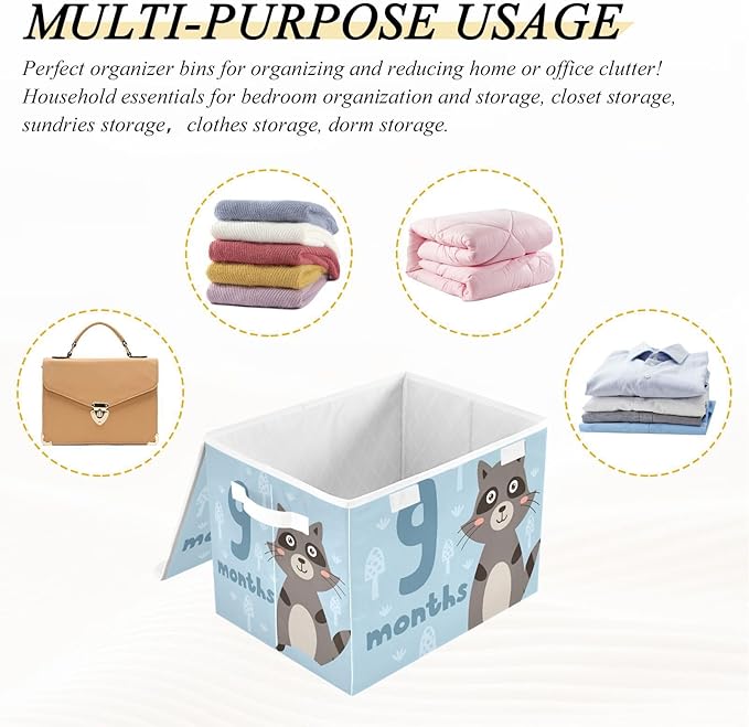 9_months Storage Bins with Lid Foldable Room Storage Clothing Storage Containers for Home Studyroom Dormroom Storage