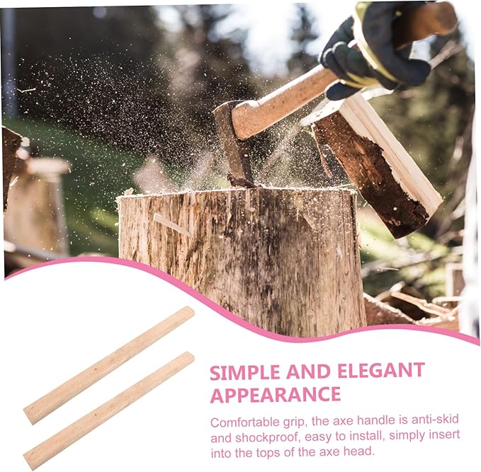 2pcs Hatchet Handle Replacement Flat Wooden Broad Handle Easy to Install Comfortable Grip for Camping Shockproof and -Skid for Users