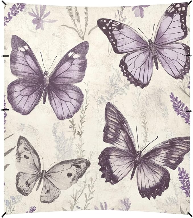 ALAZA Retro Lavender Butterflies Beach Tent Sun Shelter Portable Canopy Sunshade for Outdoor Camping Picnics Backyard Fun 10x9 ft